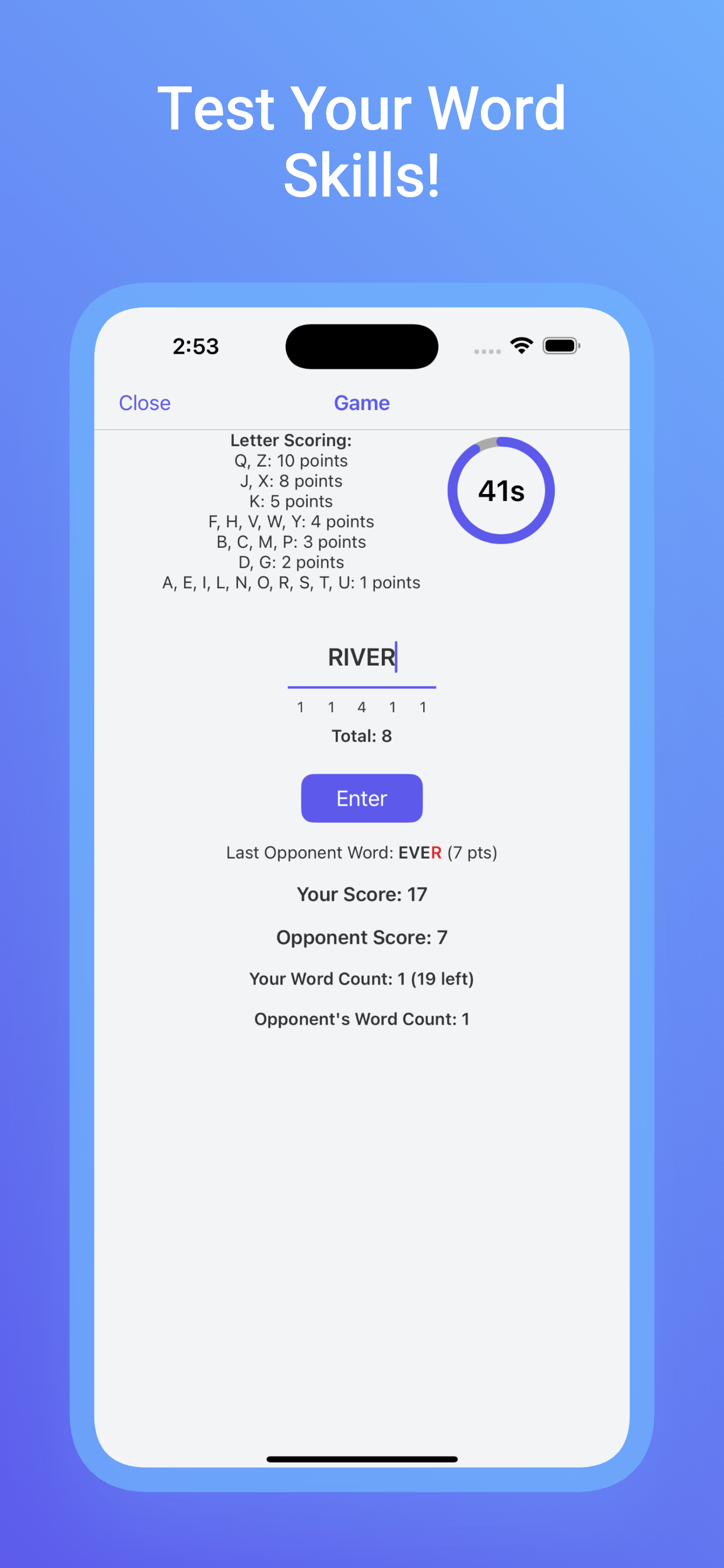 WordChain Fast Paced Word Battle Game